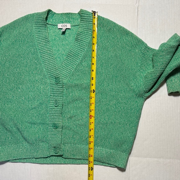 COS Mint Green Speckled White Women's Oversized Cardigan 100% Cotton Size L - Picture 7 of 11